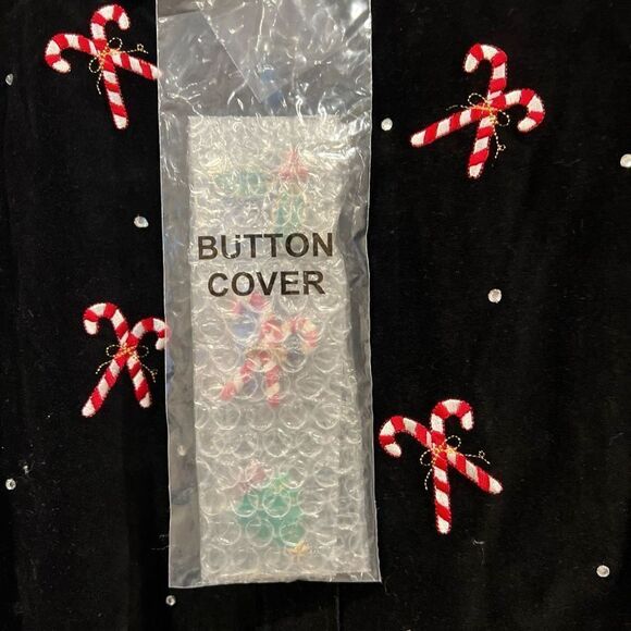 Quaker Factory Black velvet candy cane dress and shacket NWT Sz.1X - Picture 7 of 7